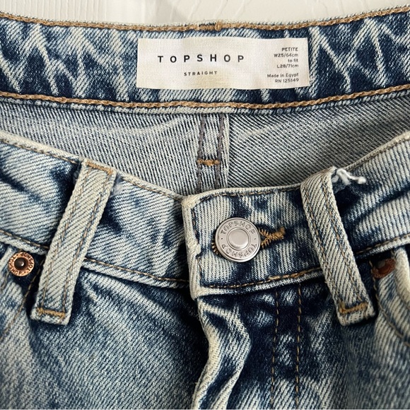 TOPSHOP Petite Straight Cropped Jeans Size 25 - Picture 4 of 9